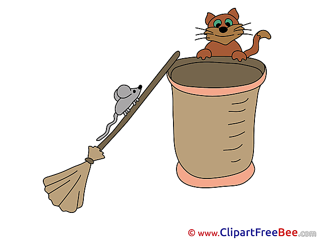 Kitten Mouse Broom Cliparts Halloween for free