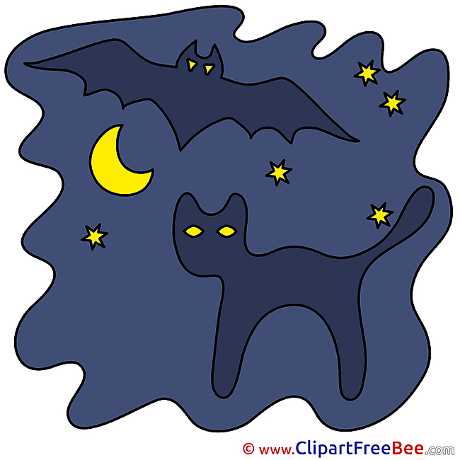 Moon Cat Bat Pics Halloween free Cliparts