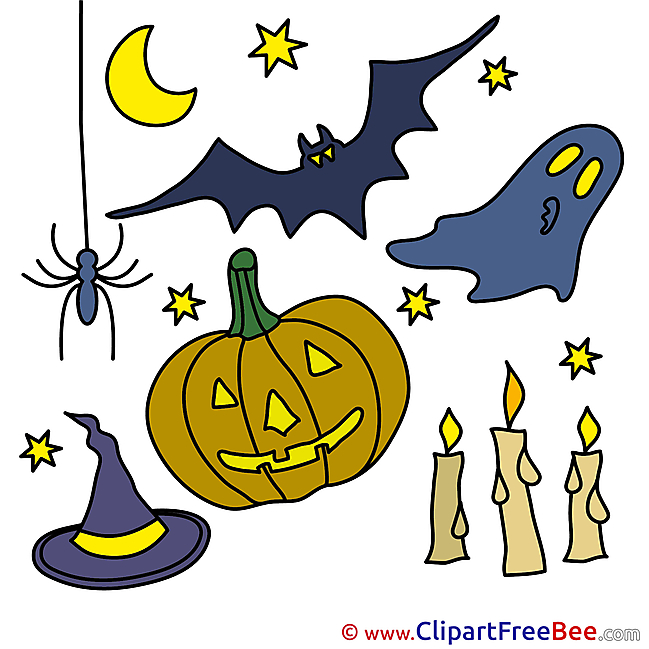Spider Candles Pumpin Bat Cliparts Halloween for free
