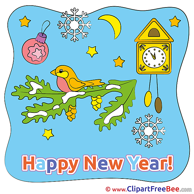 Birdhouse Night Cliparts New Year for free