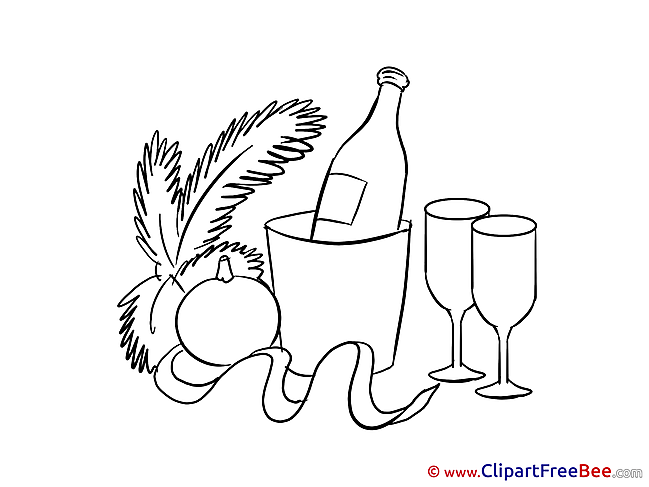 Bottle of Champagne New Year Illustrations for free