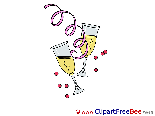 Champagne printable Illustrations New Year