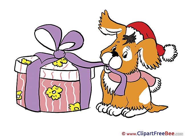 Dog Present Pics New Year Illustration