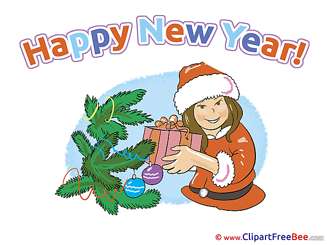 Gilr Presents Clipart New Year Illustrations