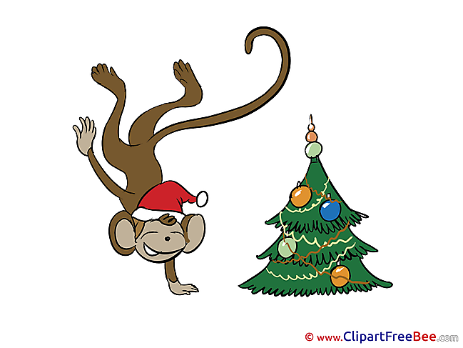 Monkey Tree New Year Clip Art for free