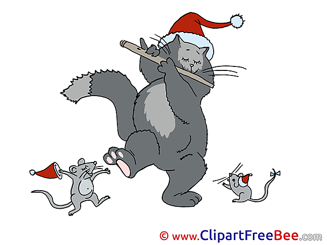 Music Cat Mice Cliparts New Year for free