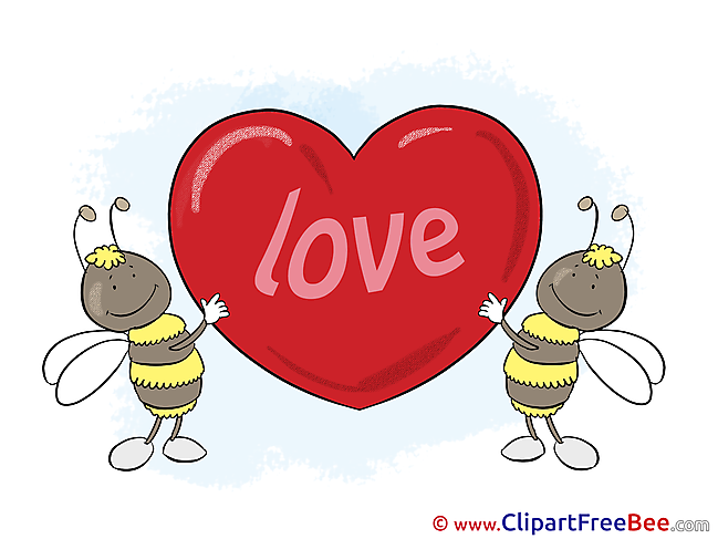 Bees Love Hearts Illustrations for free
