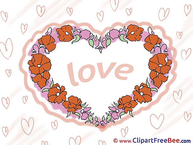 Spring Flowers Love Hearts download Illustration
