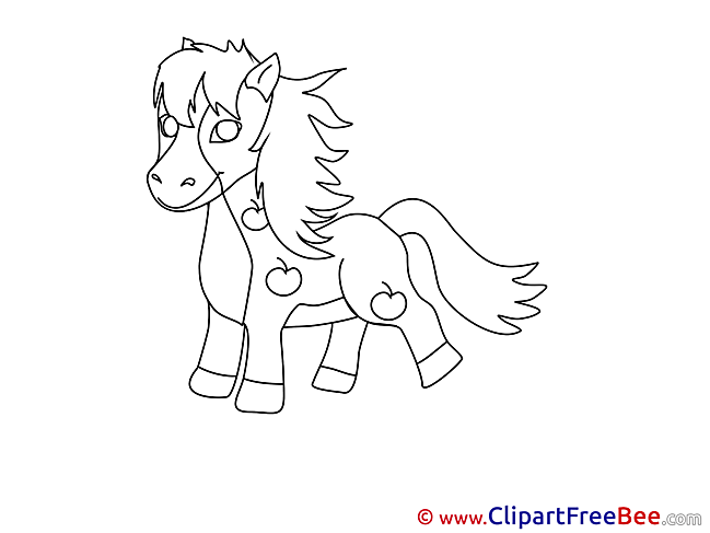 Horse Coloring Clip Art for free