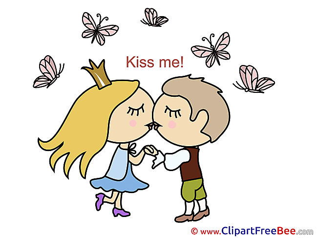 Butterflies Prince Princess Kiss Pics I Love You Illustration