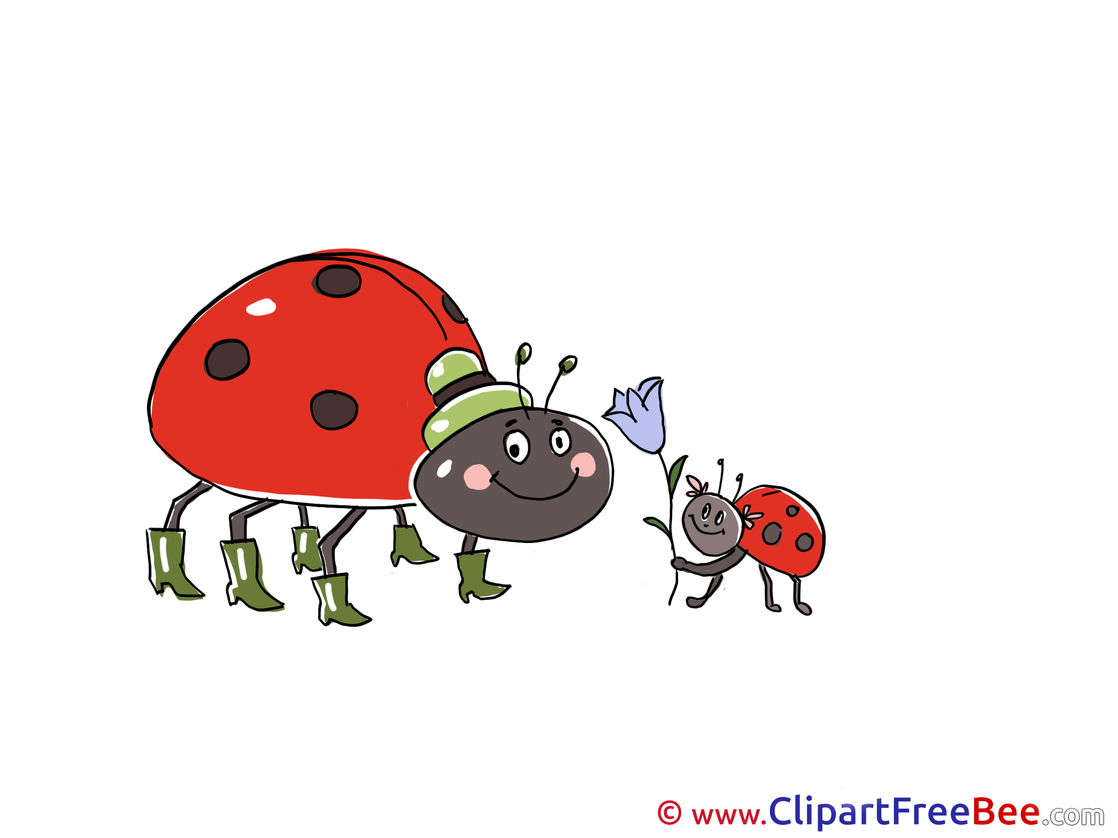Flower Ladybugs free printable Cliparts and Images