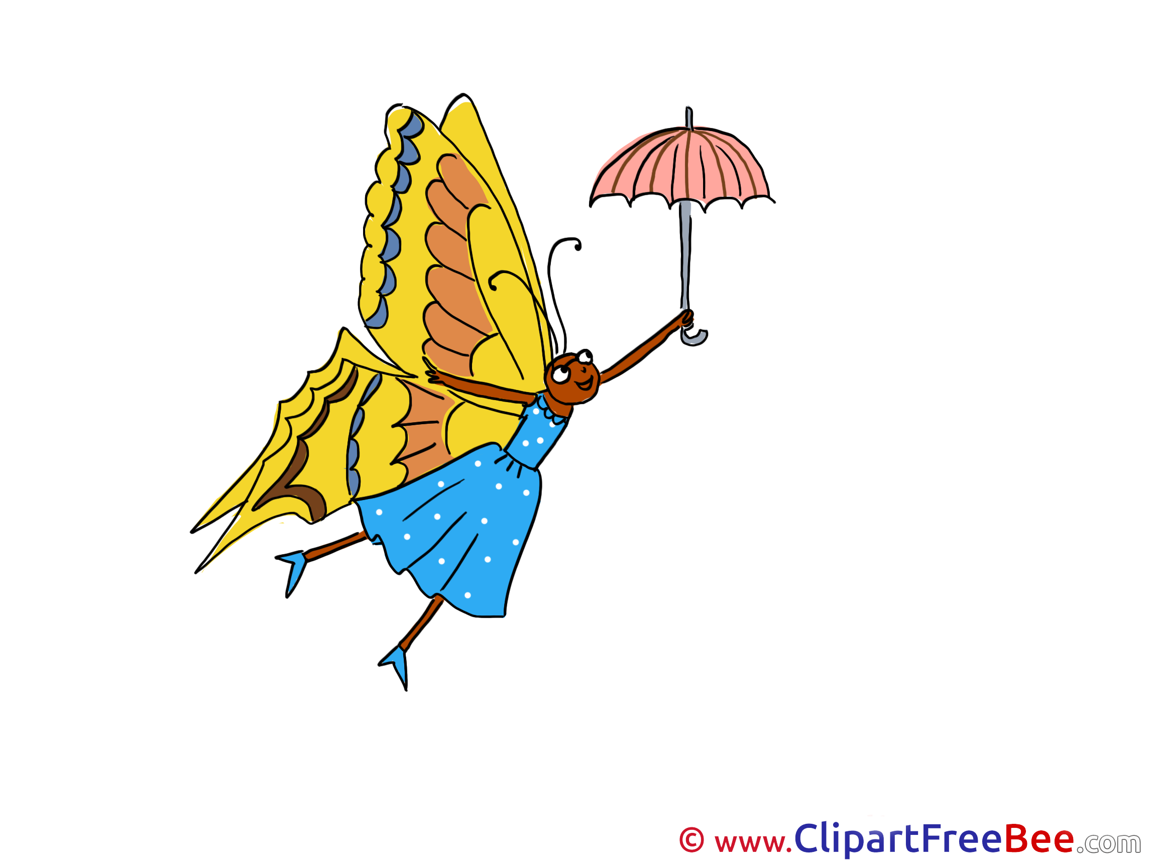 Umbrella Butterfly printable Illustrations for free