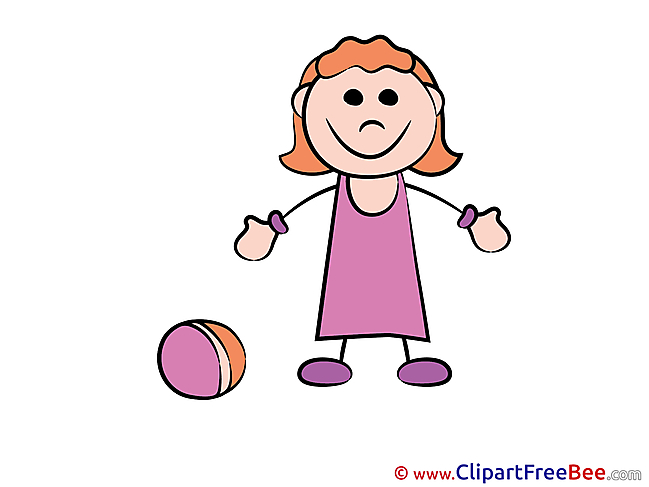 Ball Girl playing Pics Kindergarten Illustration