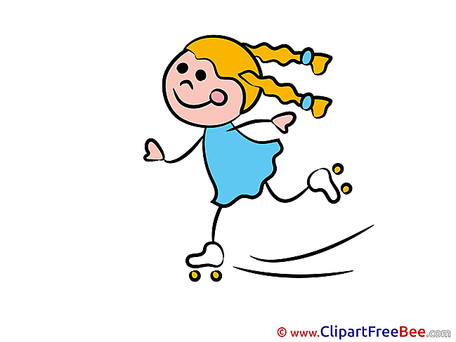 Roller Skates little Girl Clip Art download Kindergarten
