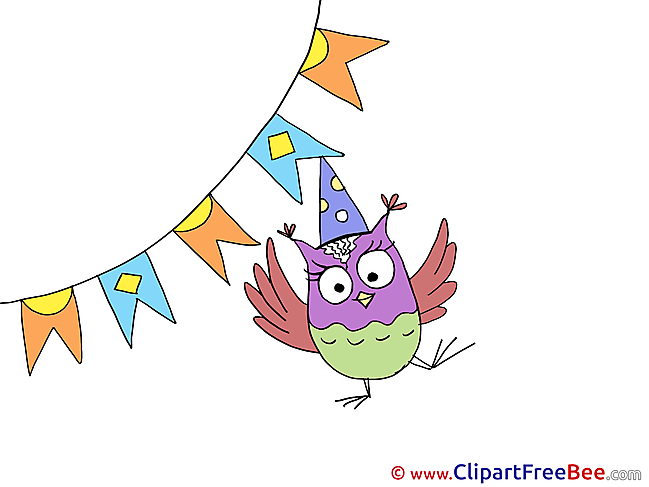 Flags Owl Clipart Party Illustrations