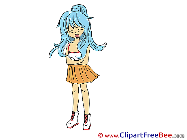 Blue Hair Girl Anime Clipart free Illustrations
