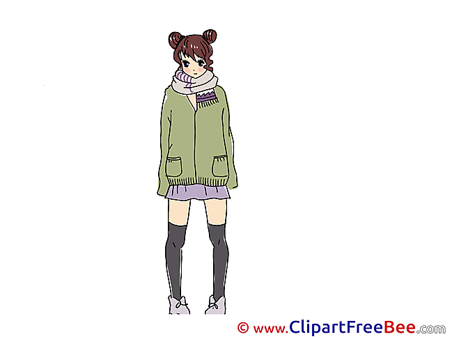Scarf Jacket Girl printable Images for download