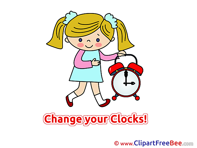 Girl with Clock Clip Art download Summer
