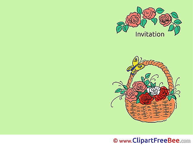 Basket with Roses Invitations Greeting Card for free