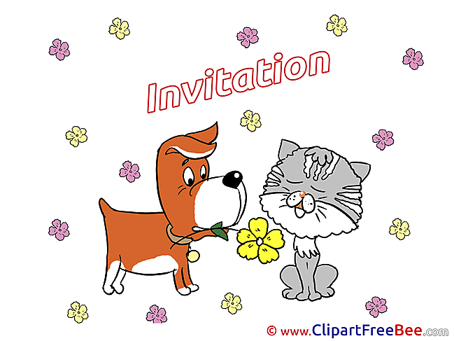 Cat and Dog printable Invitations eCards
