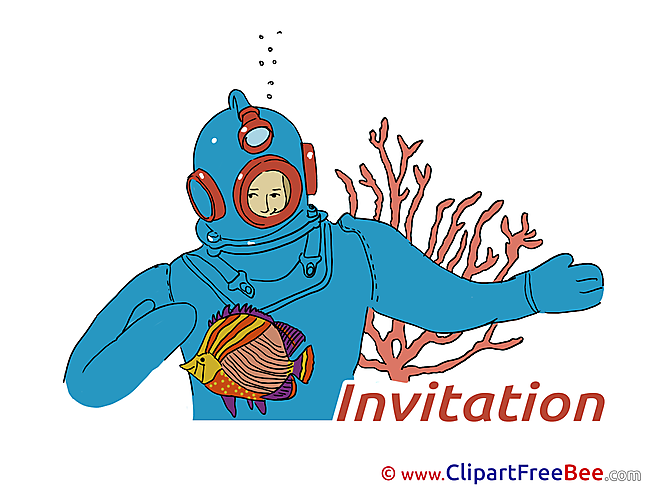 Diver Invitations download Greeting Cards