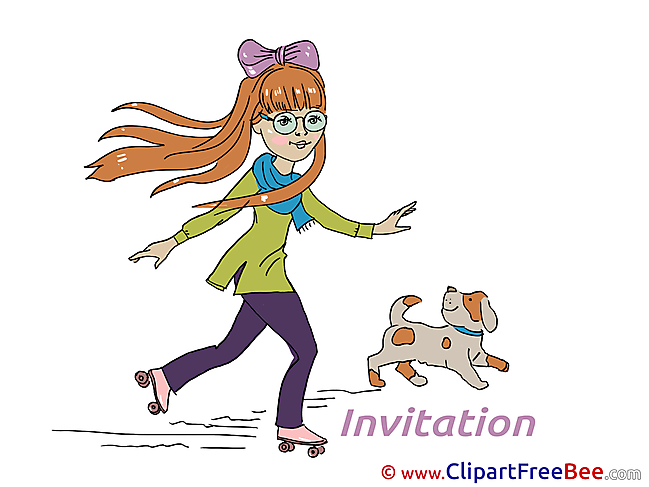 Girl with Dog Invitations free eCards download