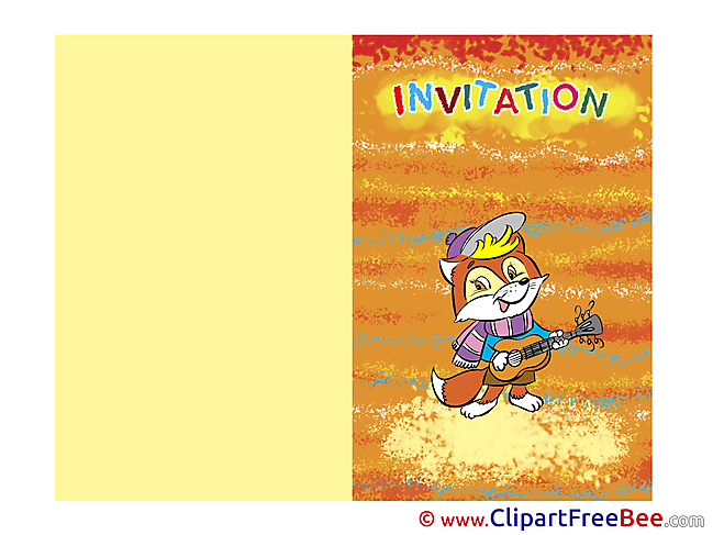Guitar Fox Invitations Greeting Cards for free