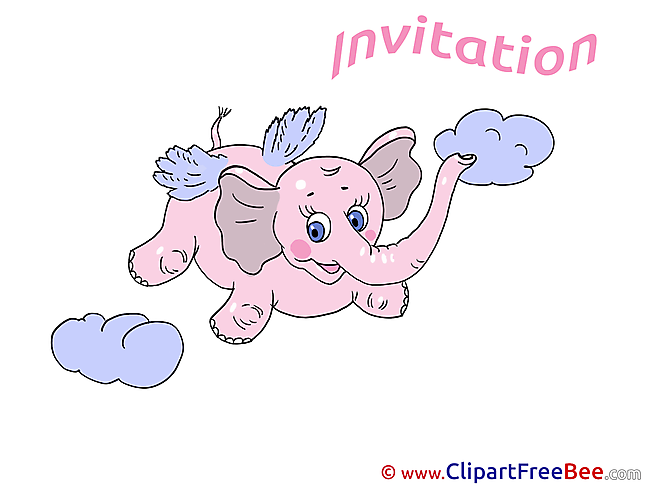 Pink Elephant Postcards Invitations for free