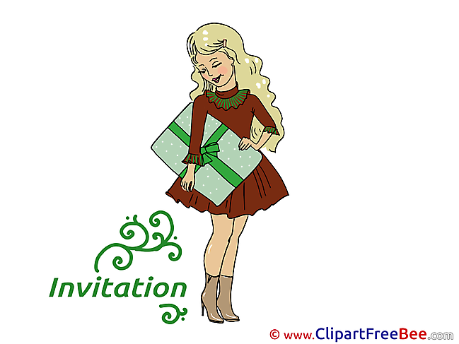 Present Girl Invitations Greeting Card for free