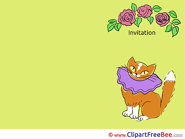 Roses Cat Invitations Greeting Cards for free