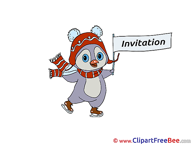 Skates Penguin download Wishes Invitations Postcards