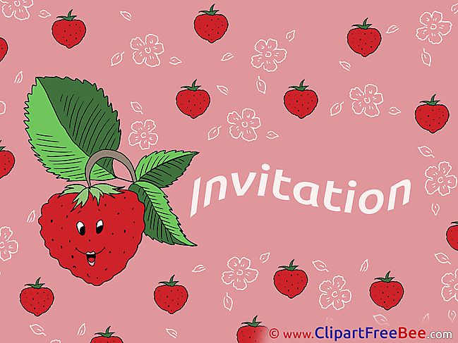 Strawberry Postcards Invitations for free