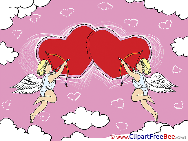 Angels Love Hearts Clipart Valentine's Day Illustrations