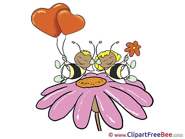 Bee Flower Clipart Valentine's Day Illustrations