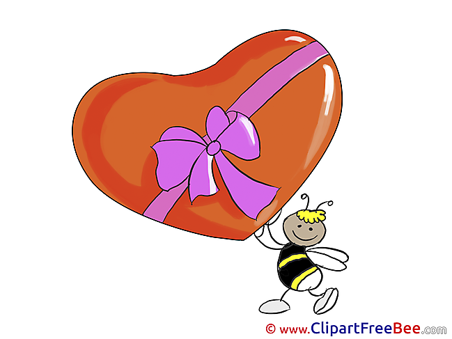 Bee Gift Heart download Valentine's Day Illustrations