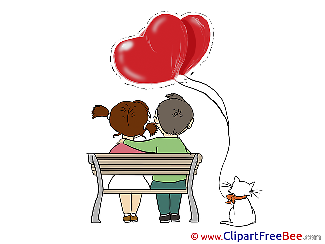 Bench Balloons Love printable Valentine's Day Images