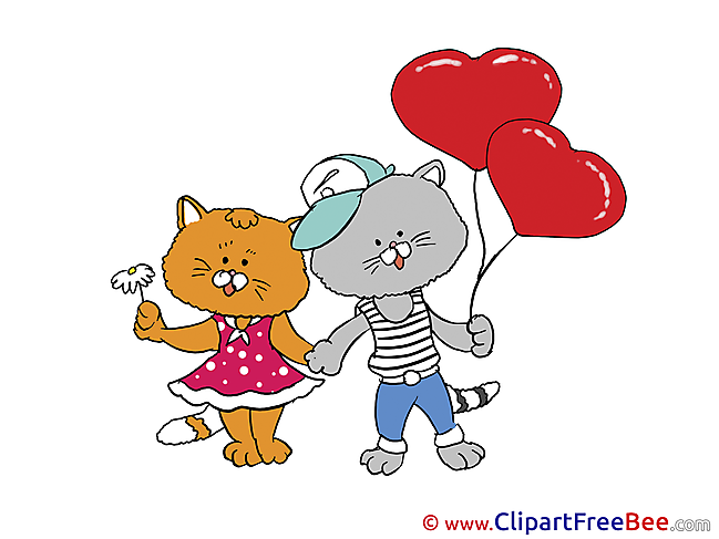 Cats Balloons Pics Valentine's Day free Cliparts