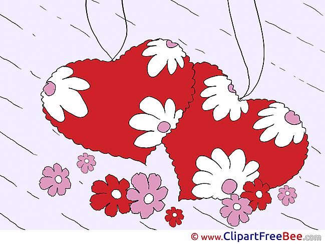 Chamomiles Hearts Pics Valentine's Day Illustration