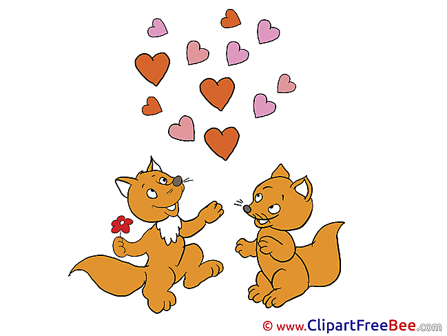 Foxes Clip Art download Valentine's Day