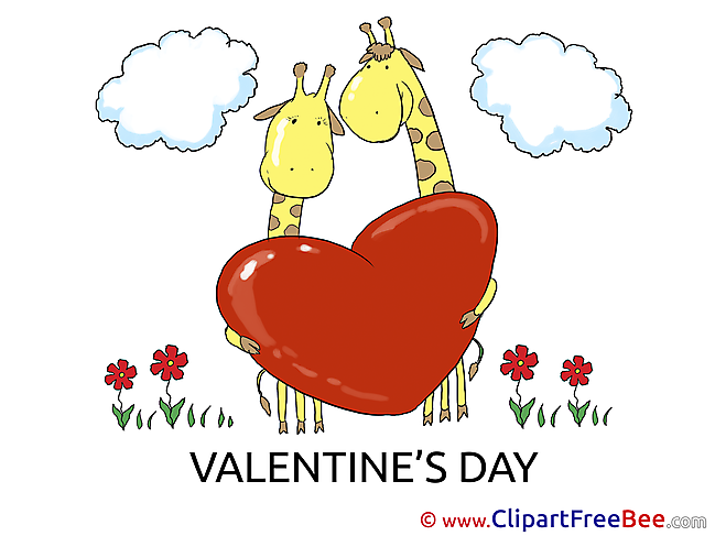 Giraffes Clouds Heart Clip Art download Valentine's Day