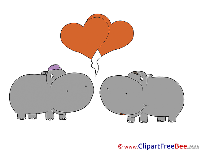 Hippos Balloons download Valentine's Day Illustrations