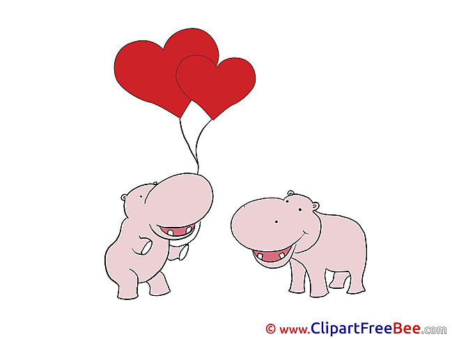 Hippos Balloons Valentine's Day free Images download