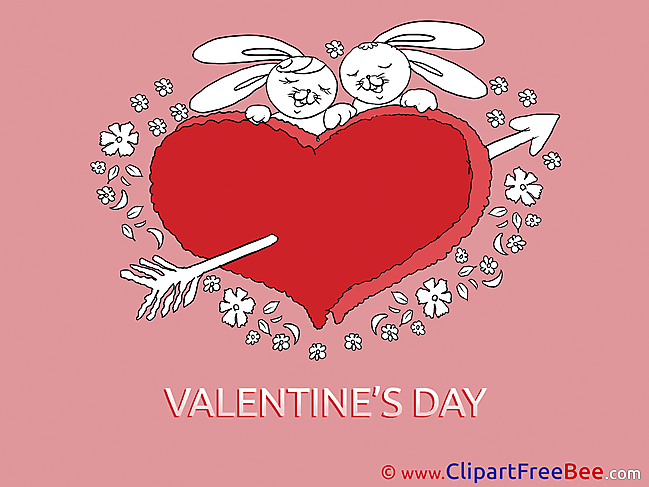 Rabbits Heart Love free Cliparts Valentine's Day