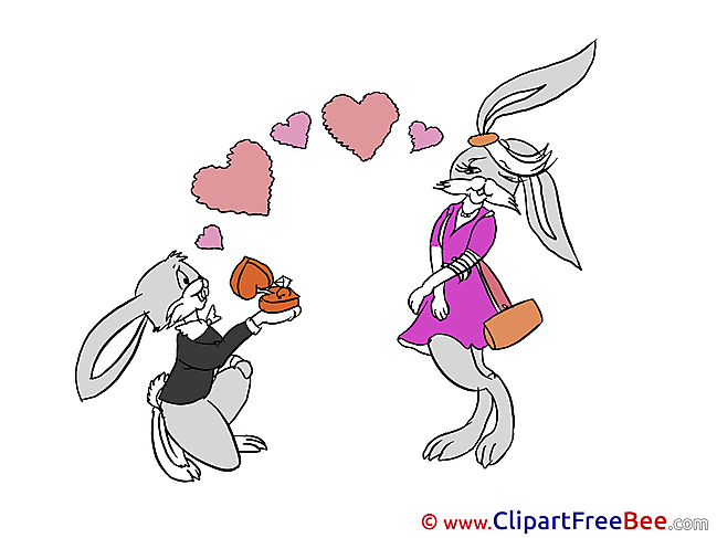 Rabbits Love Cliparts Valentine's Day for free