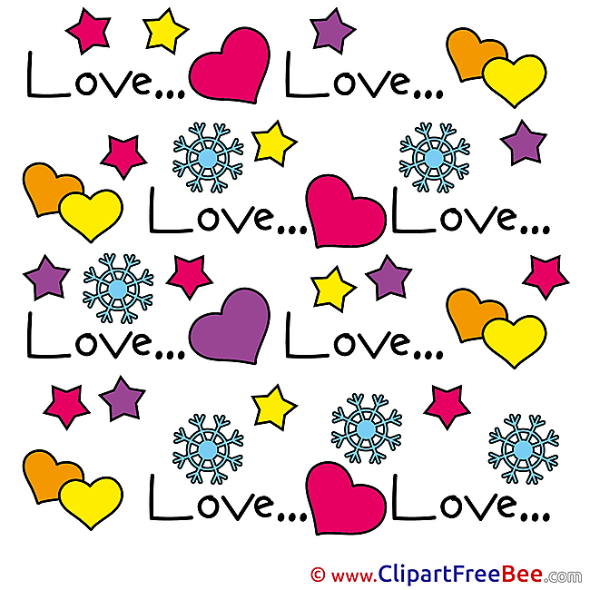 Snowflakes Hearts  download Valentine's Day Illustrations