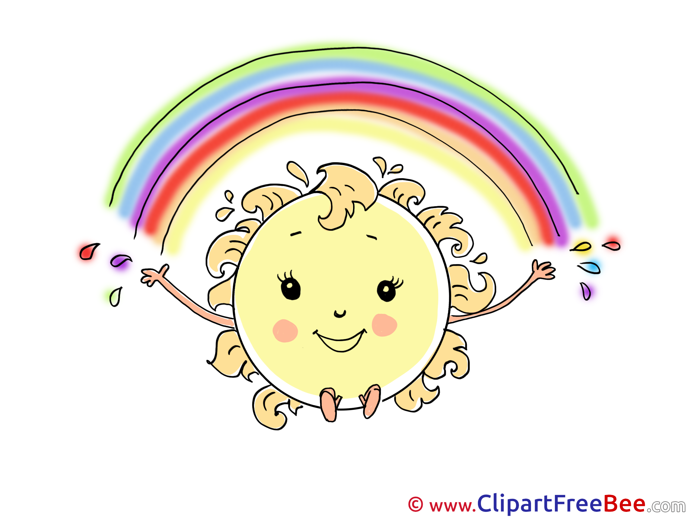 Rainbow Sun Cliparts printable for free