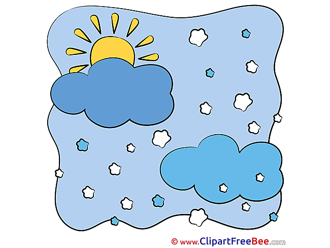 Winter Snowflakes  Cloud Sun Cliparts printable for free