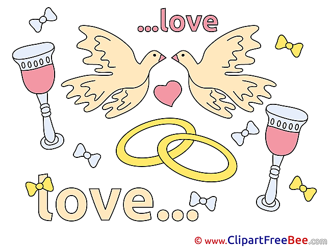 Love Pigeons Rings download Wedding Illustrations