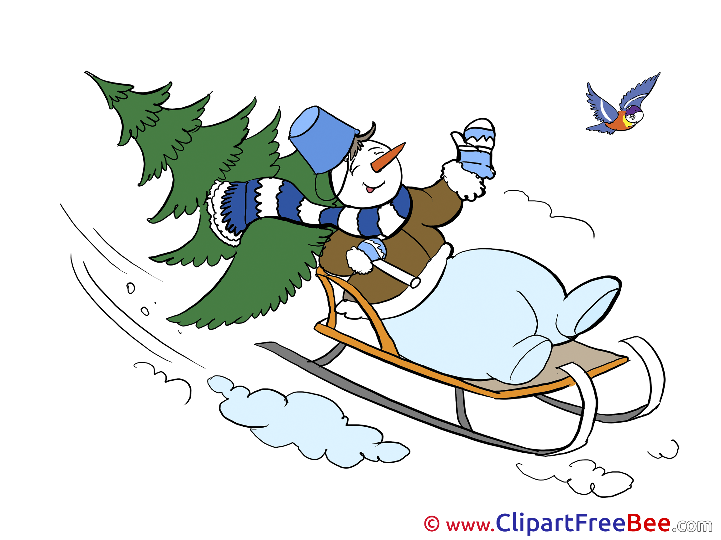 Sledge Snowman free Cliparts Winter