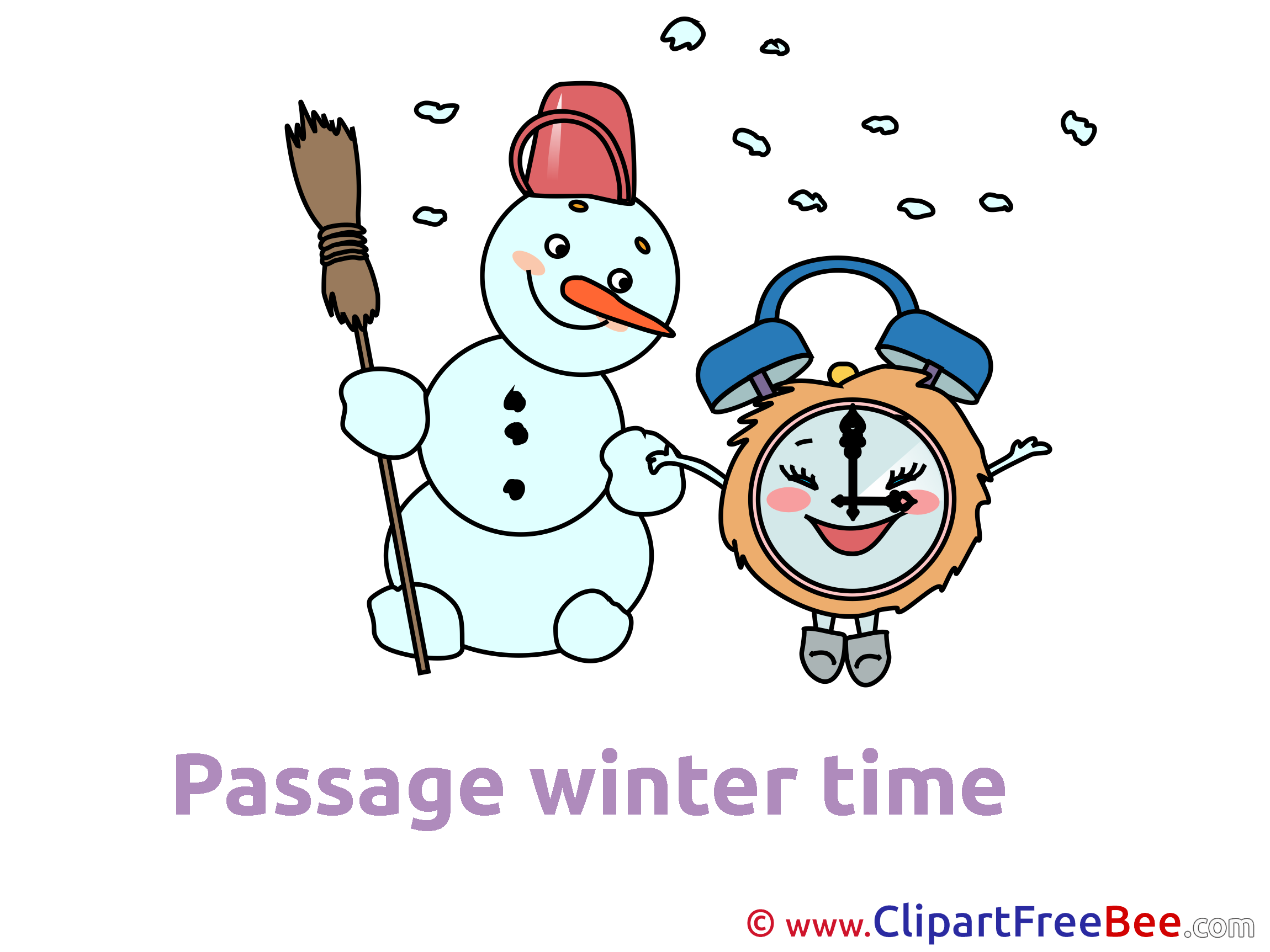 Snowman with Clock download Clipart Winter Cliparts